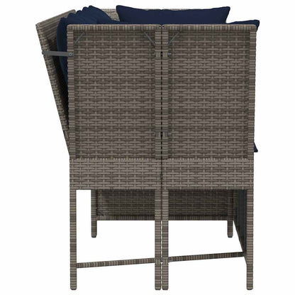 Tuinbank met kussens poly rattan grijs