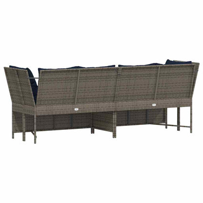 Tuinbank met kussens poly rattan grijs
