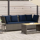 Tuinbank poly rattan grijs met kussens