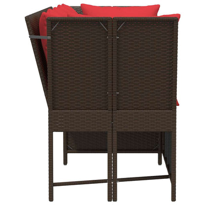 Tuinbank met kussens poly rattan bruin