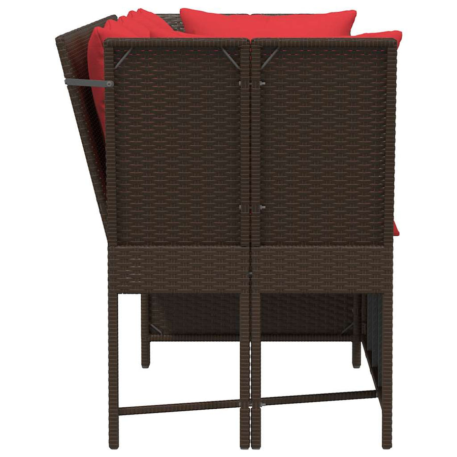 Tuinbank met kussens poly rattan bruin