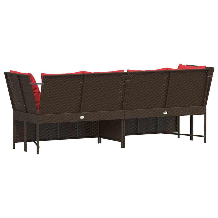 Tuinbank met kussens poly rattan bruin