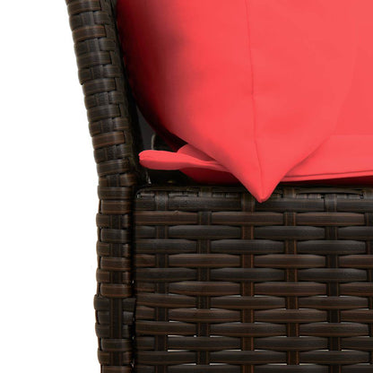 Tuinbank met kussens poly rattan bruin