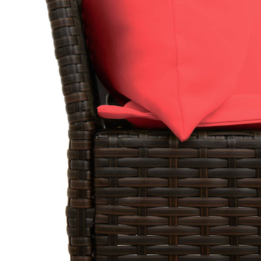 Tuinbank met kussens poly rattan bruin