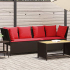 Garden bench with cushions poly rattan brown