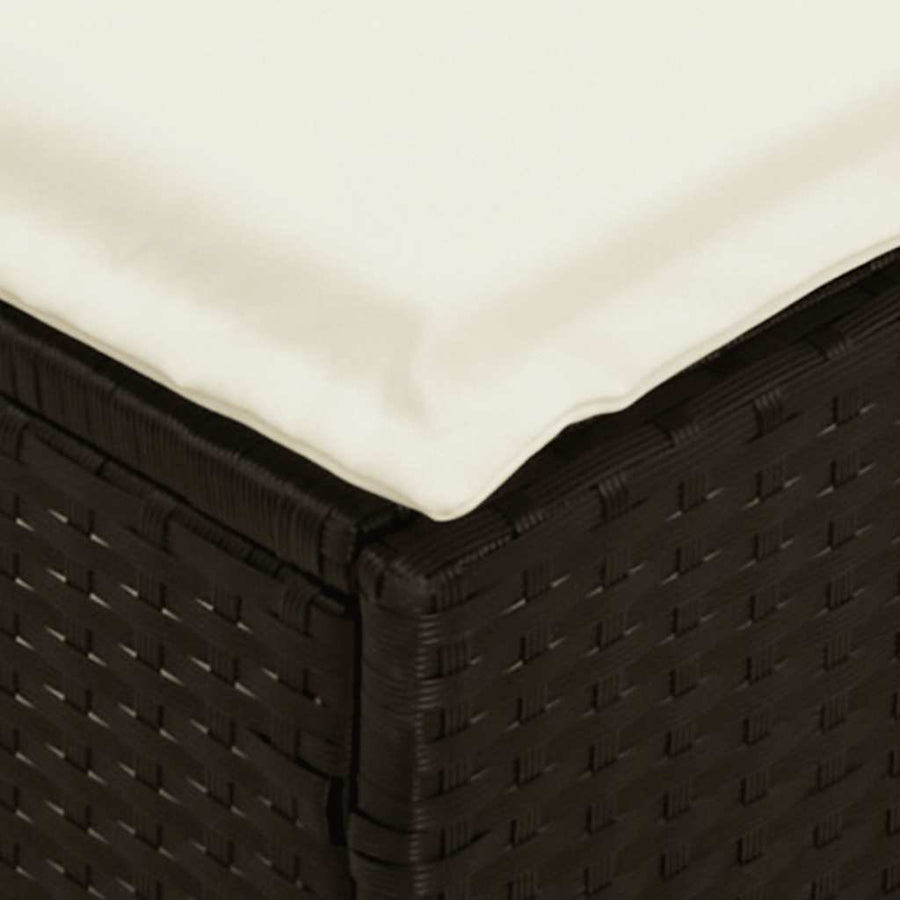 4-delige Tuinset met kussens poly rattan zwart