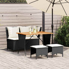 4-piece Garden Set with Cushions Poly Rattan Black