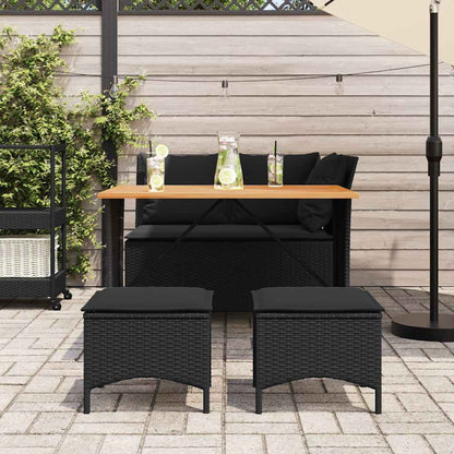 4-delige Tuinset met kussens poly rattan zwart