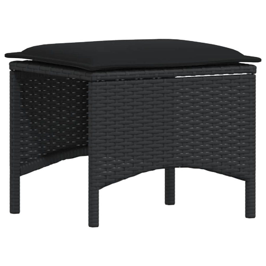 4-delige Tuinset met kussens poly rattan zwart