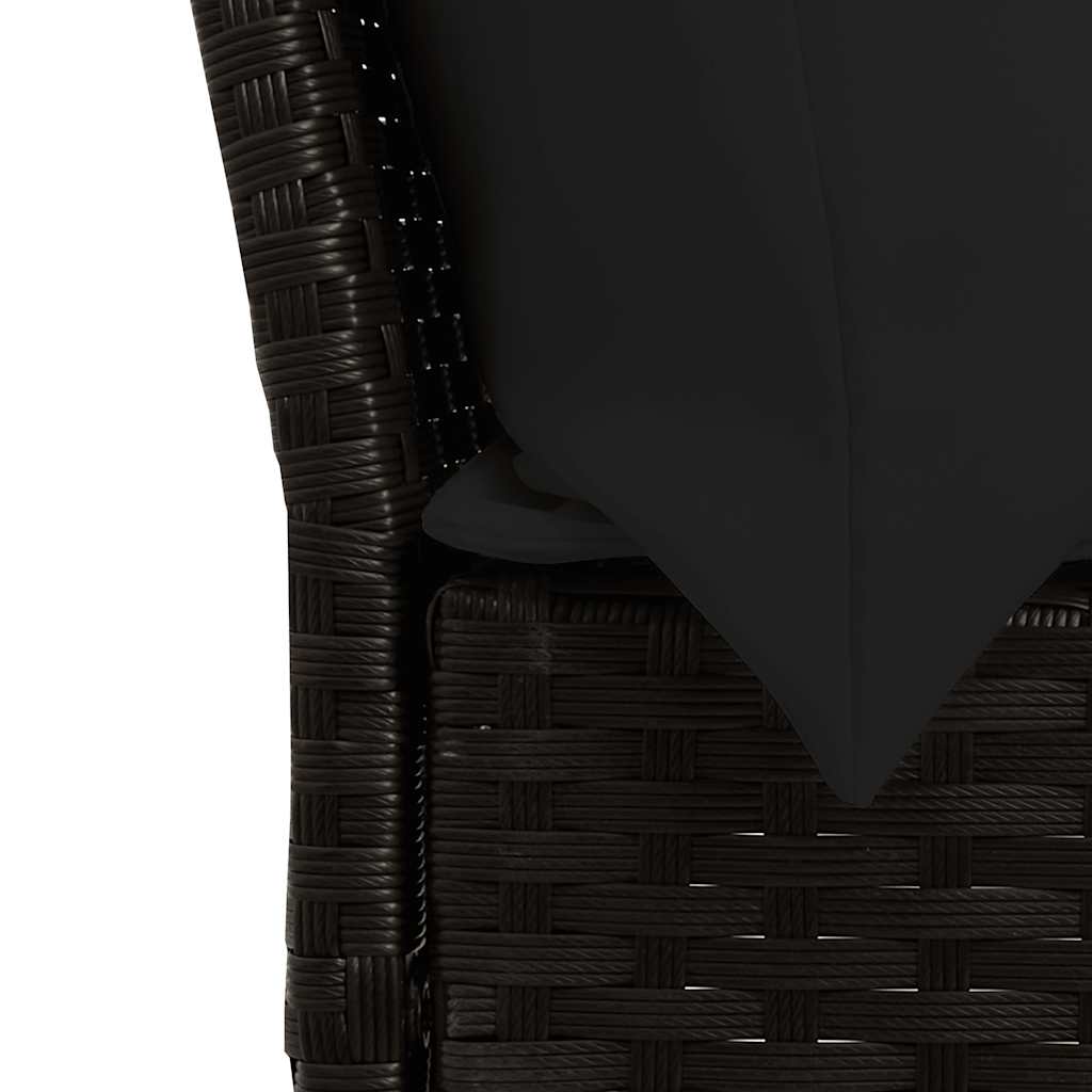 4-delige Tuinset met kussens poly rattan zwart