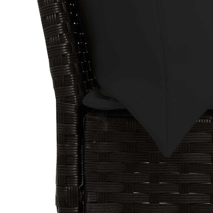 4-delige Tuinset met kussens poly rattan zwart