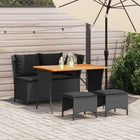 Tuinset 4-delig poly rattan zwart met kussens