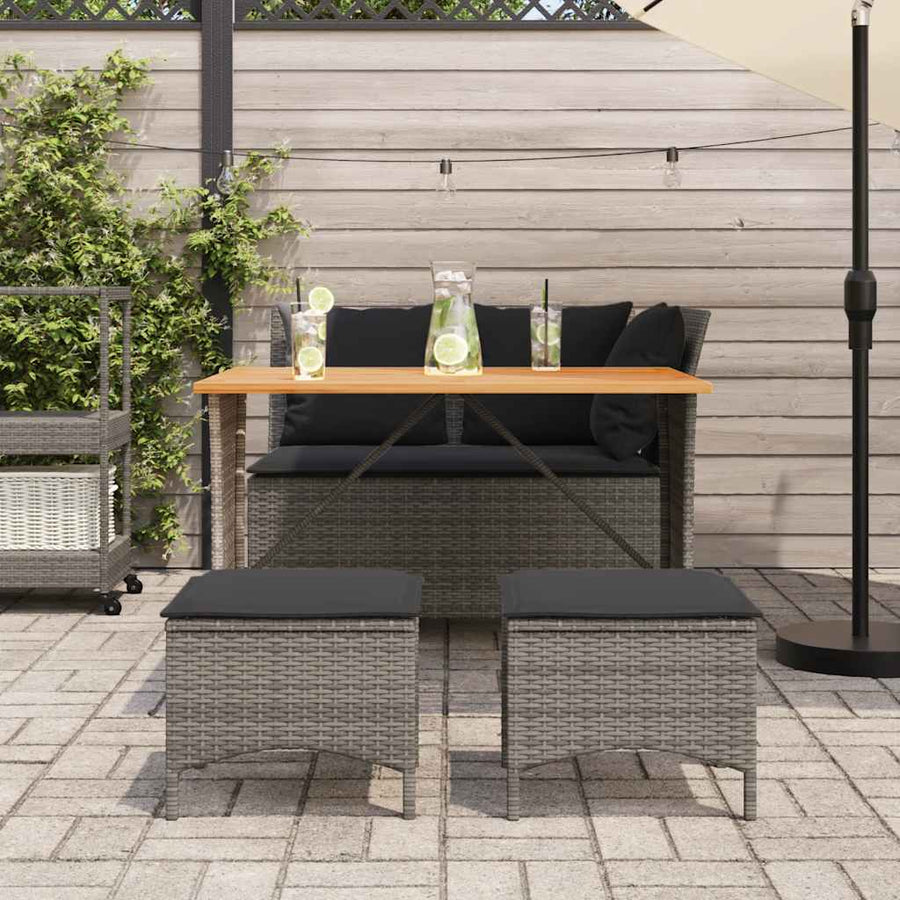 4-delige Tuinset met kussens poly rattan grijs