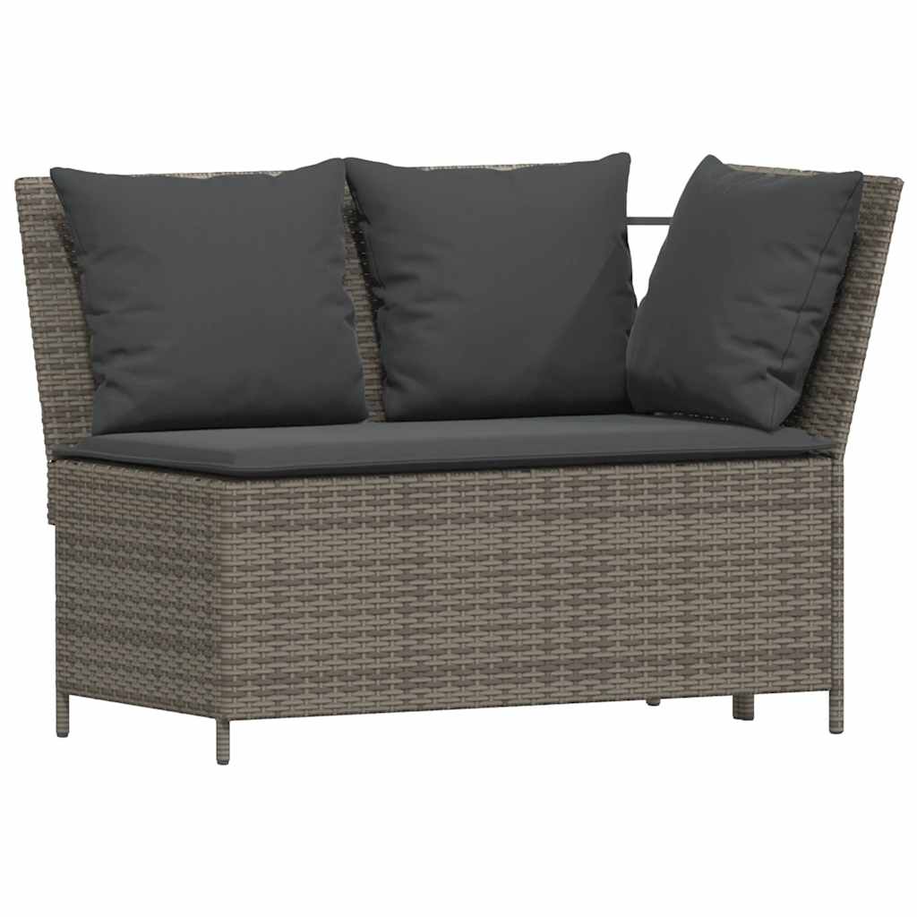 4-delige Tuinset met kussens poly rattan grijs