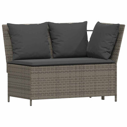 4-delige Tuinset met kussens poly rattan grijs
