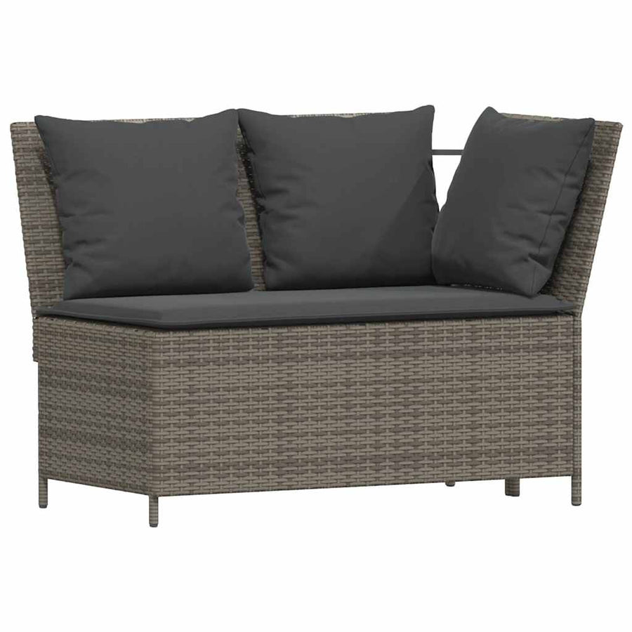 4-delige Tuinset met kussens poly rattan grijs