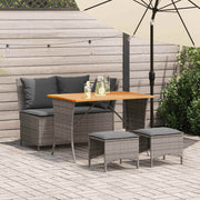 Tuinset 4-delig poly rattan grijs met kussens