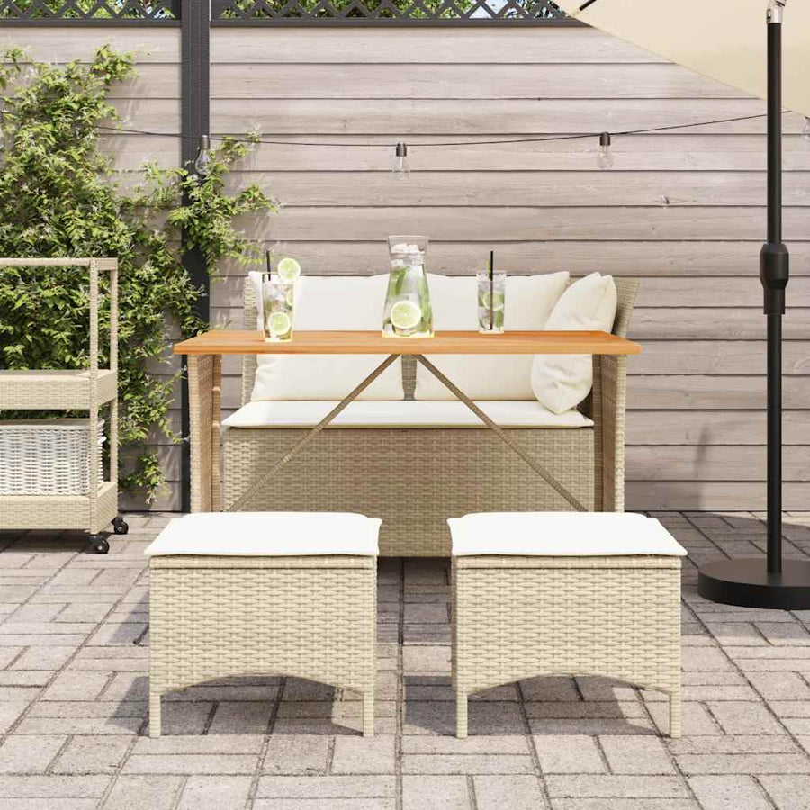 4-delige Tuinset met kussens poly rattan beige