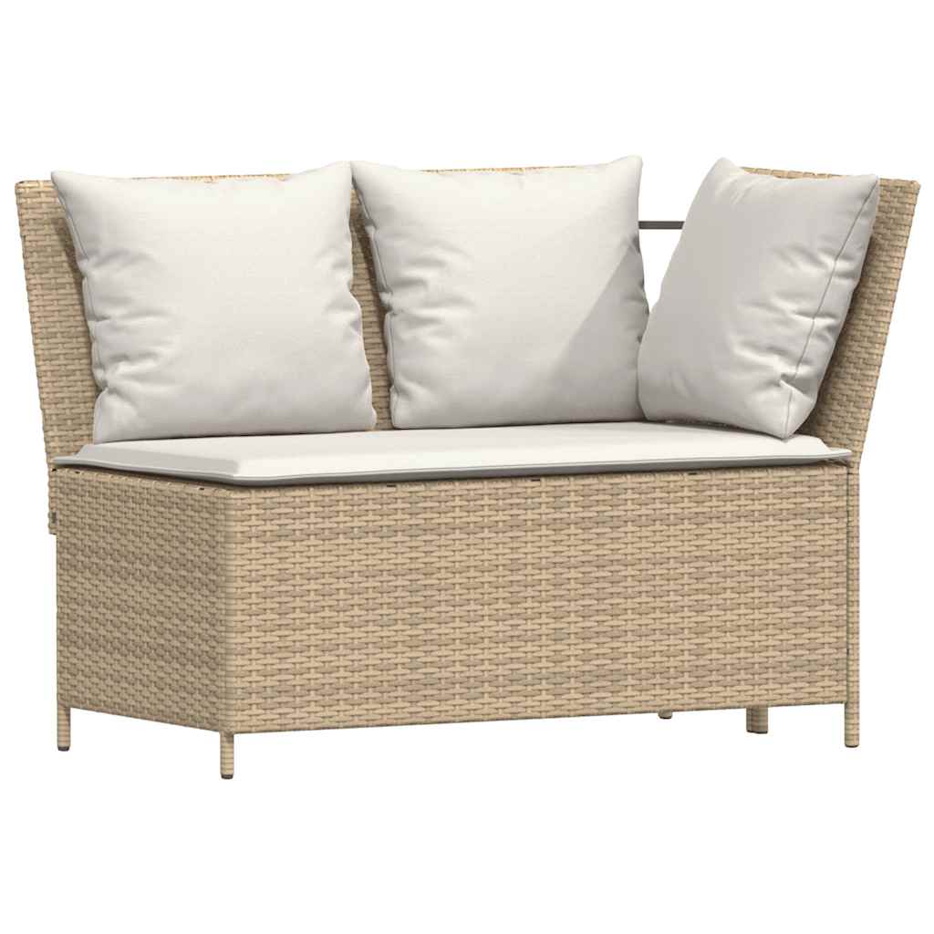 4-delige Tuinset met kussens poly rattan beige