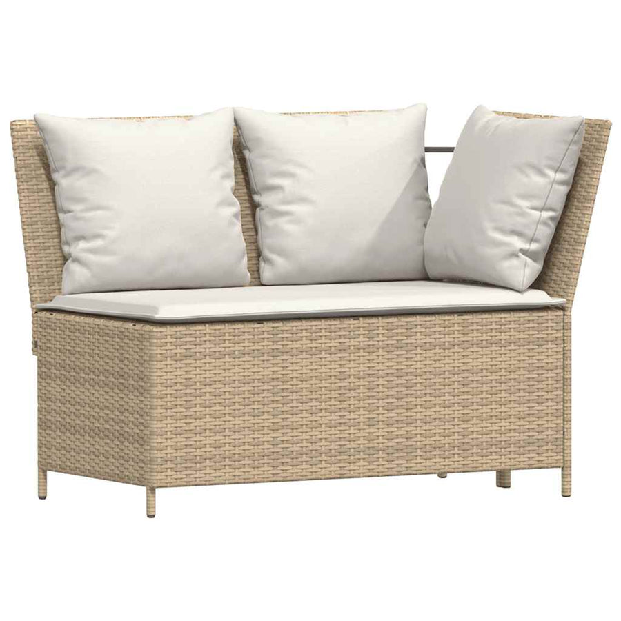 4-delige Tuinset met kussens poly rattan beige