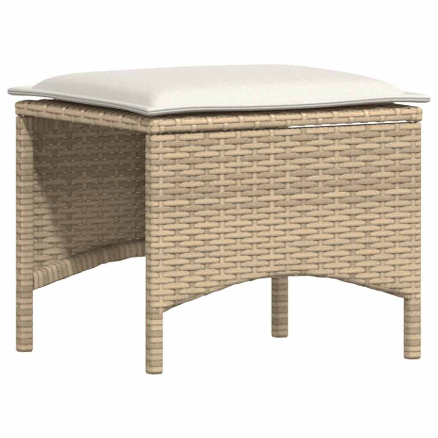4-delige Tuinset met kussens poly rattan beige