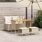 Tuinset 4-delig poly rattan acaciahout beige