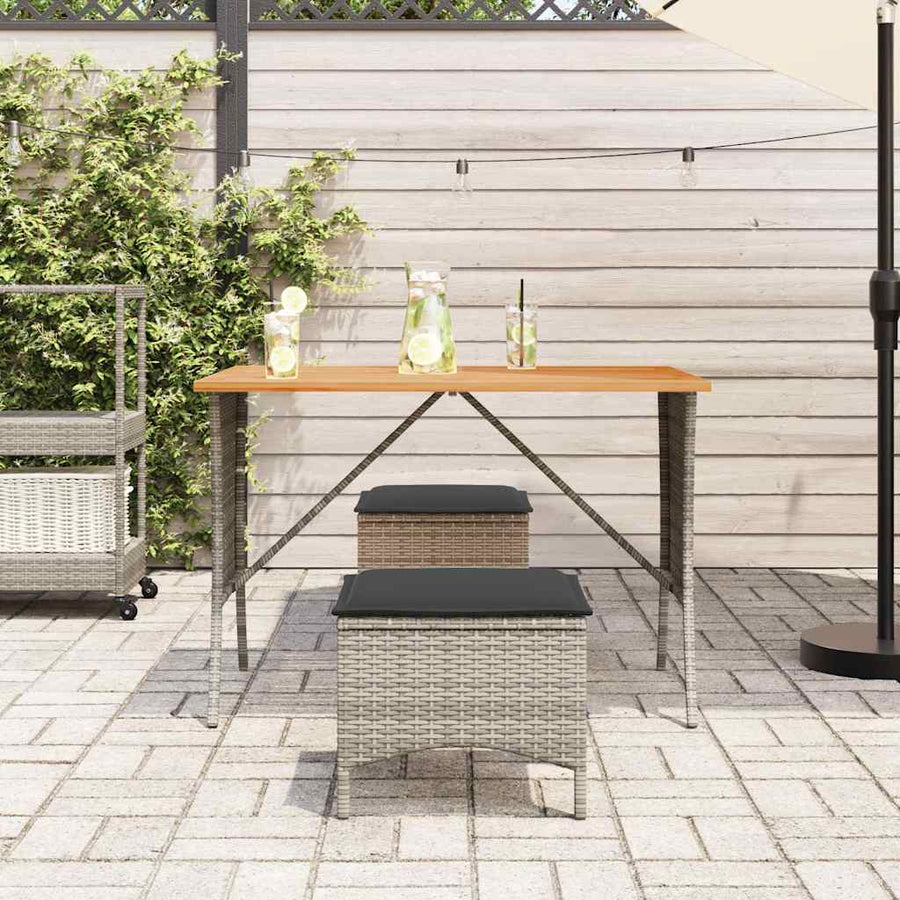 3-delige Tuinset met kussens poly rattan grijs