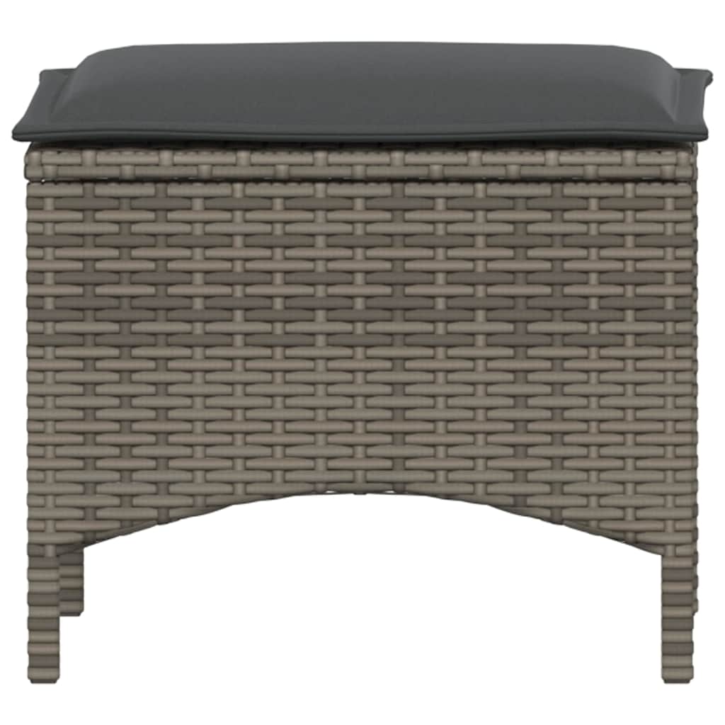3-delige Tuinset met kussens poly rattan grijs