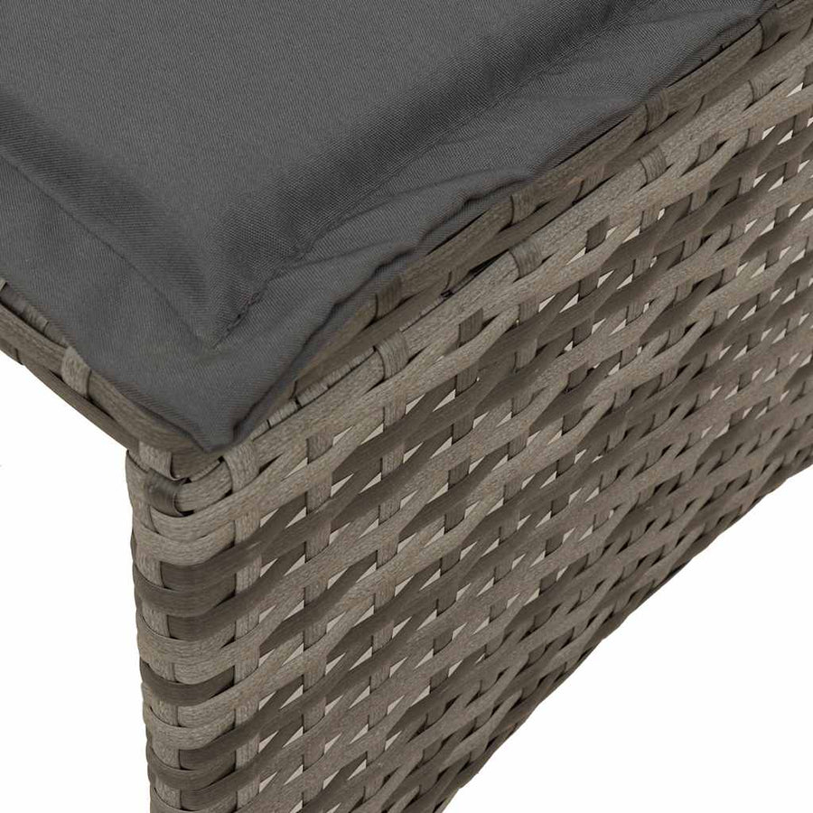 3-delige Tuinset met kussens poly rattan grijs