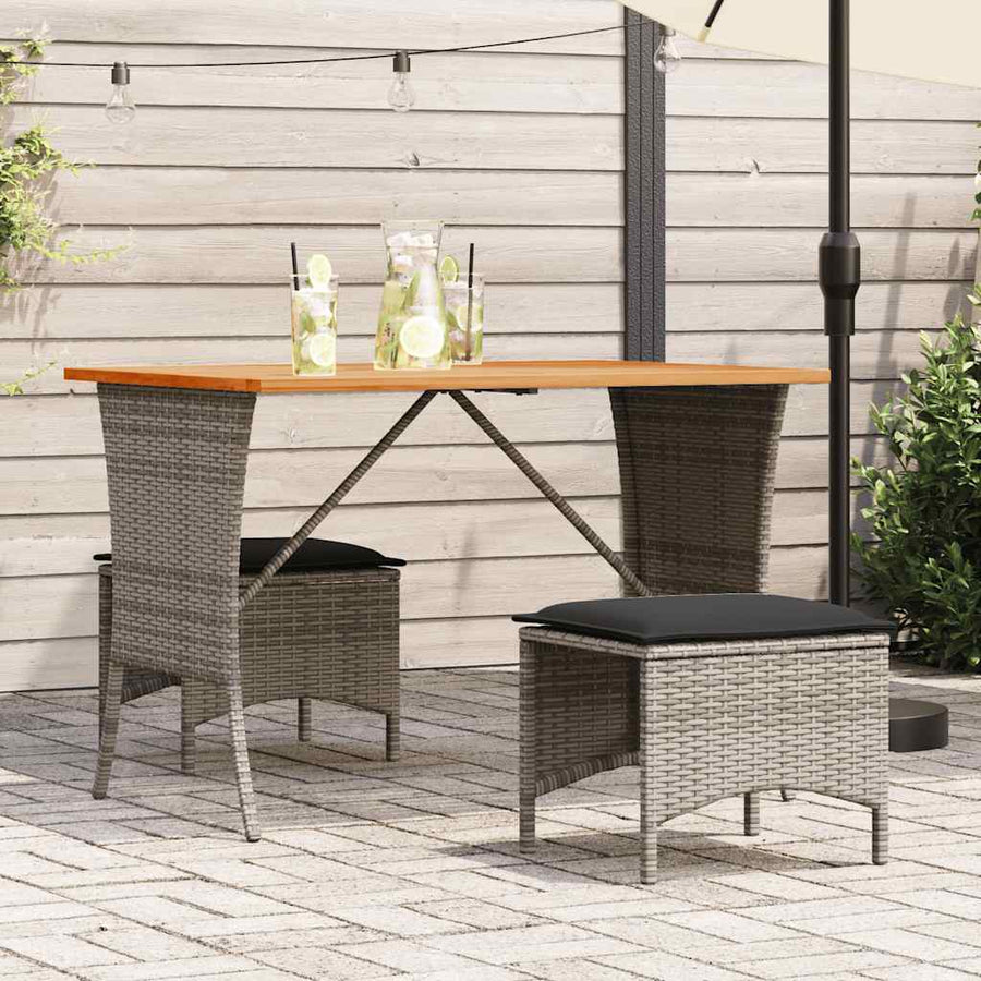 3-delige Tuinset met kussens poly rattan grijs