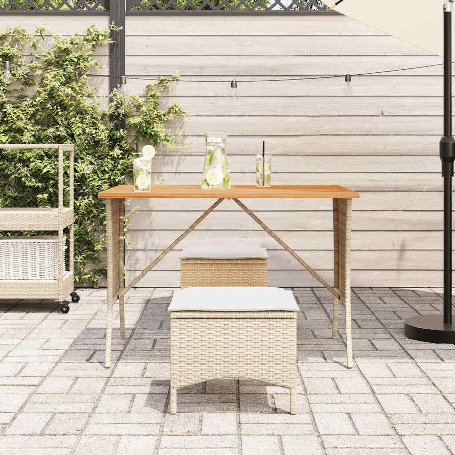 3-delige Tuinset met kussens poly rattan beige