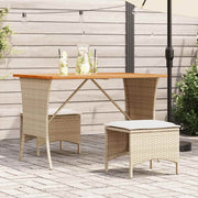 Tuinset 3-delig poly rattan beige acaciahout