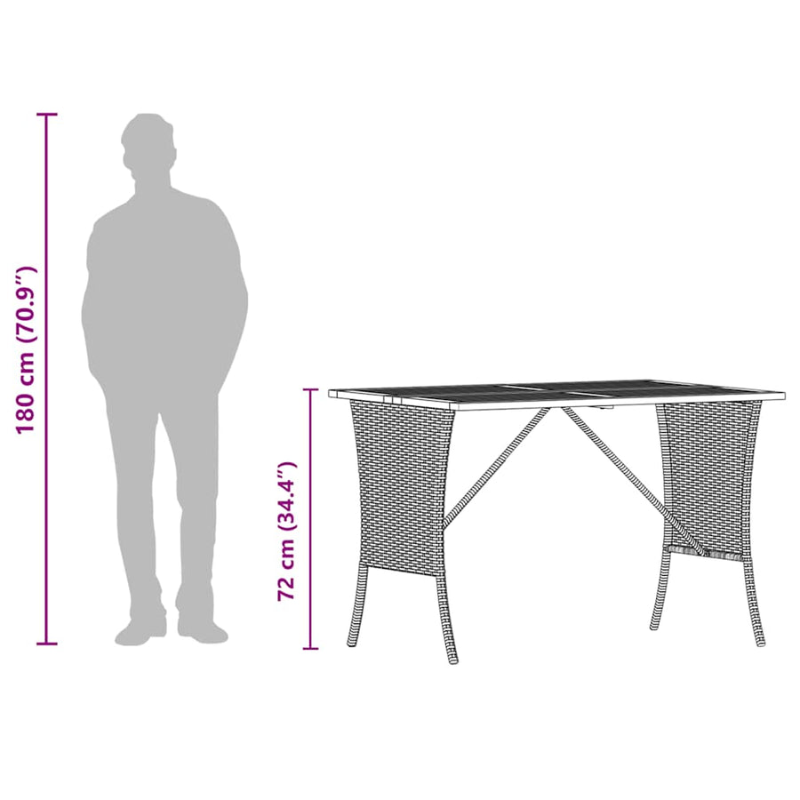 Tuintafel met acaciahouten blad 105x75x72 cm poly rattan zwart