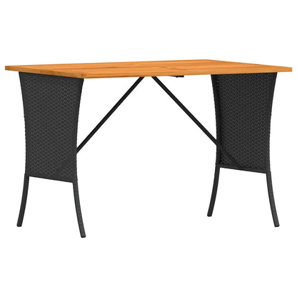 Tuintafel met acaciahouten blad 105x75x72 cm poly rattan zwart