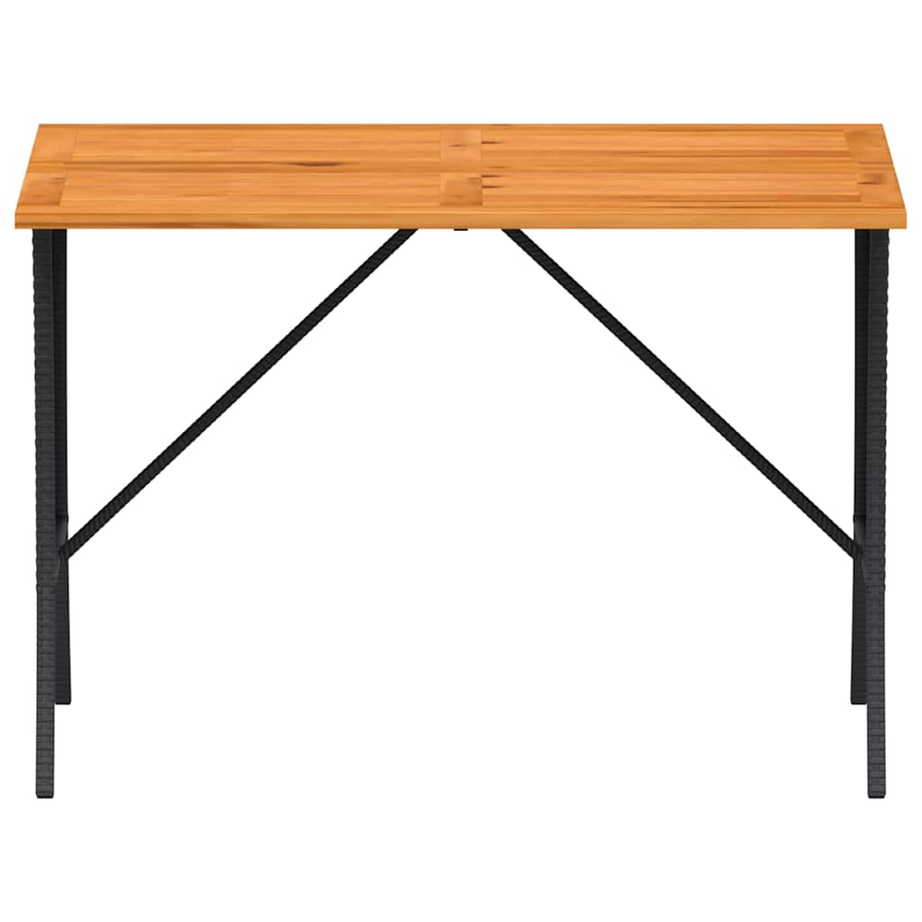 Tuintafel met acaciahouten blad 105x75x72 cm poly rattan zwart