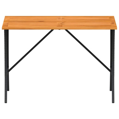 Tuintafel met acaciahouten blad 105x75x72 cm poly rattan zwart