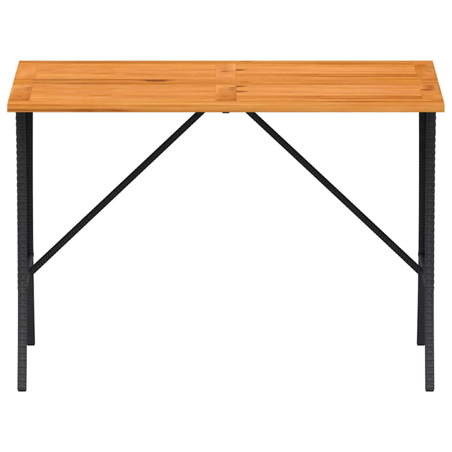 Tuintafel met acaciahouten blad 105x75x72 cm poly rattan zwart