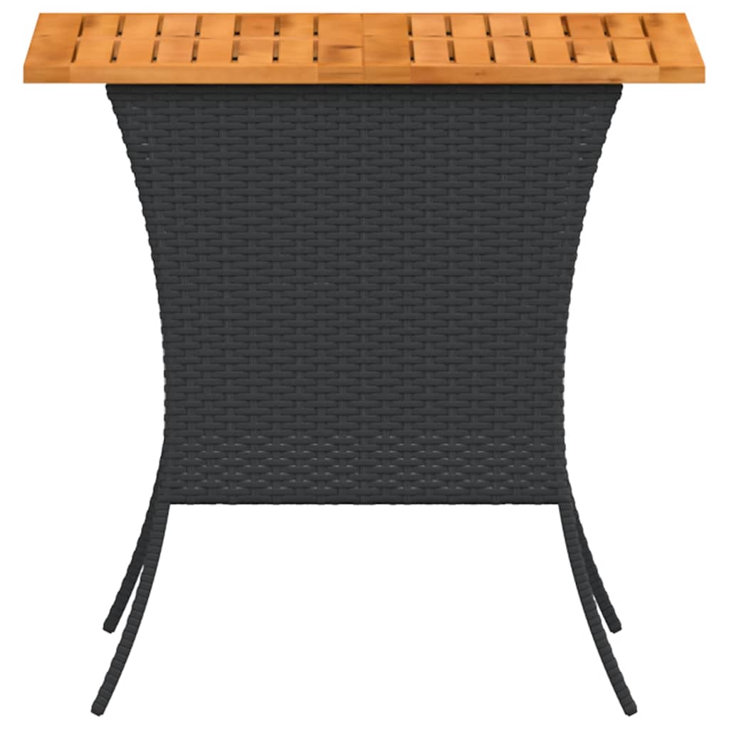 Tuintafel met acaciahouten blad 105x75x72 cm poly rattan zwart