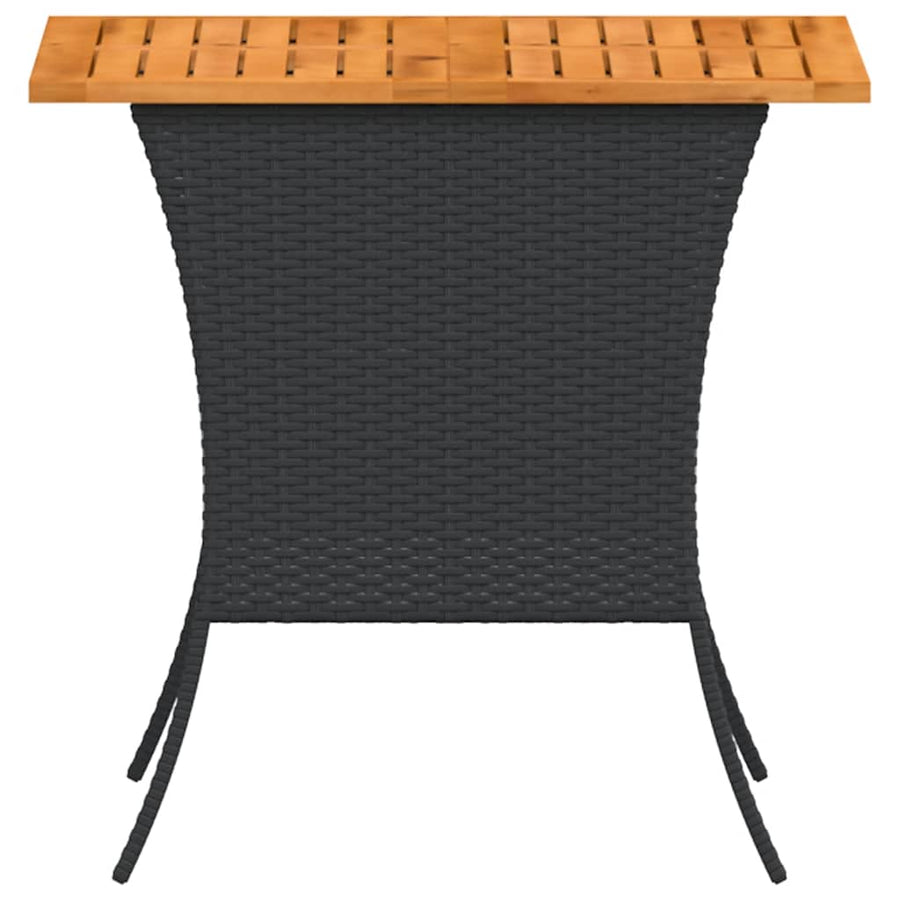 Tuintafel met acaciahouten blad 105x75x72 cm poly rattan zwart