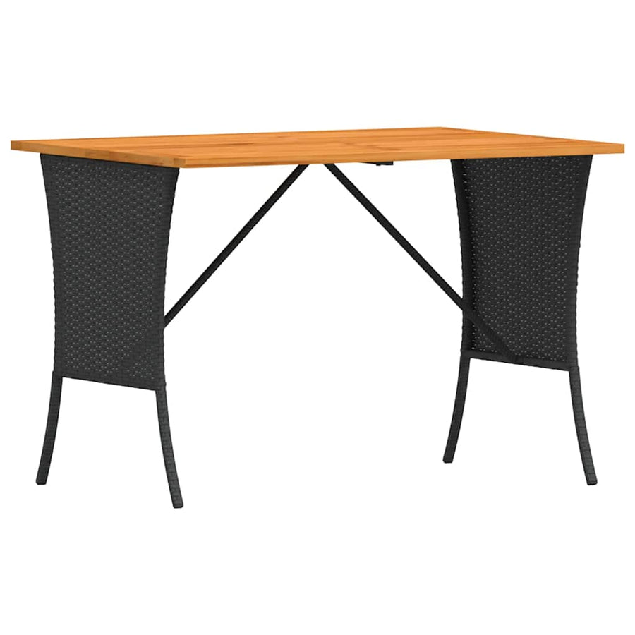 Tuintafel met acaciahouten blad 105x75x72 cm poly rattan zwart