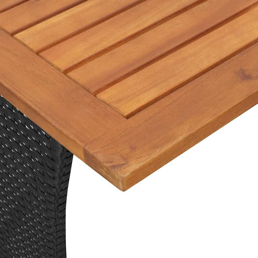 Tuintafel met acaciahouten blad 105x75x72 cm poly rattan zwart