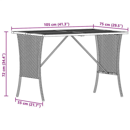 Tuintafel met acaciahouten blad 105x75x72 cm poly rattan zwart