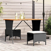 Tuintafel 105x75x72 cm acaciahout poly rattan zwart
