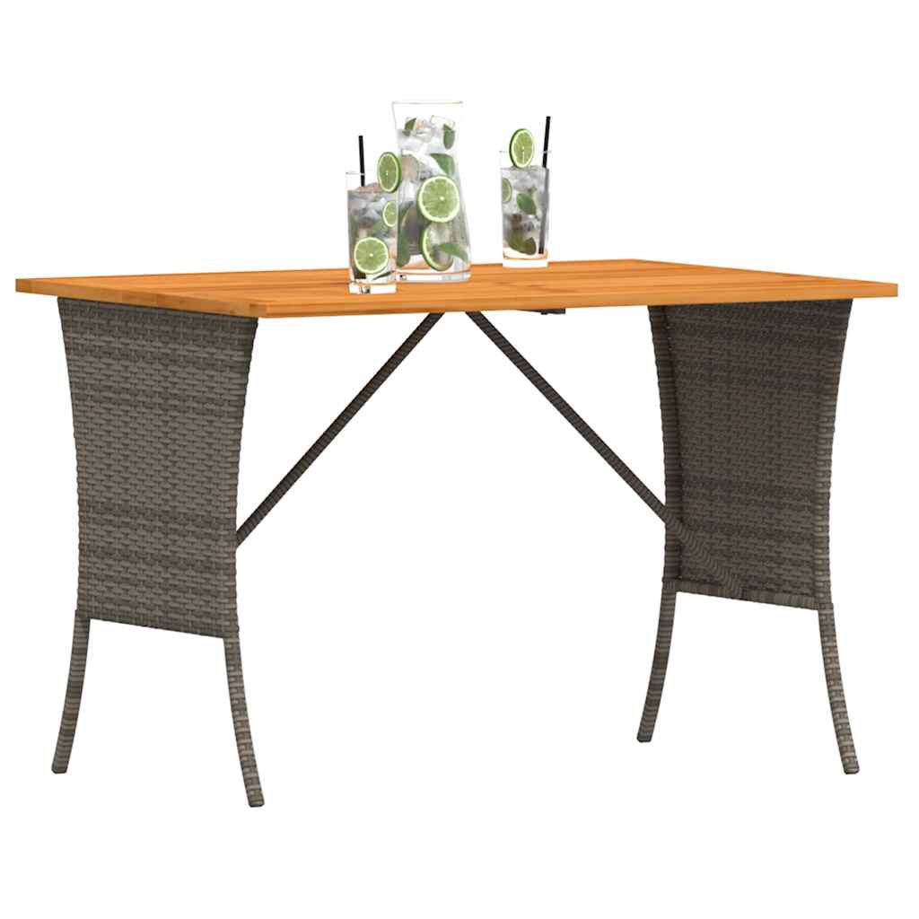 Tuintafel met acaciahouten blad 105x75x72 cm poly rattan grijs