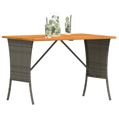 Tuintafel met acaciahouten blad 105x75x72 cm poly rattan grijs