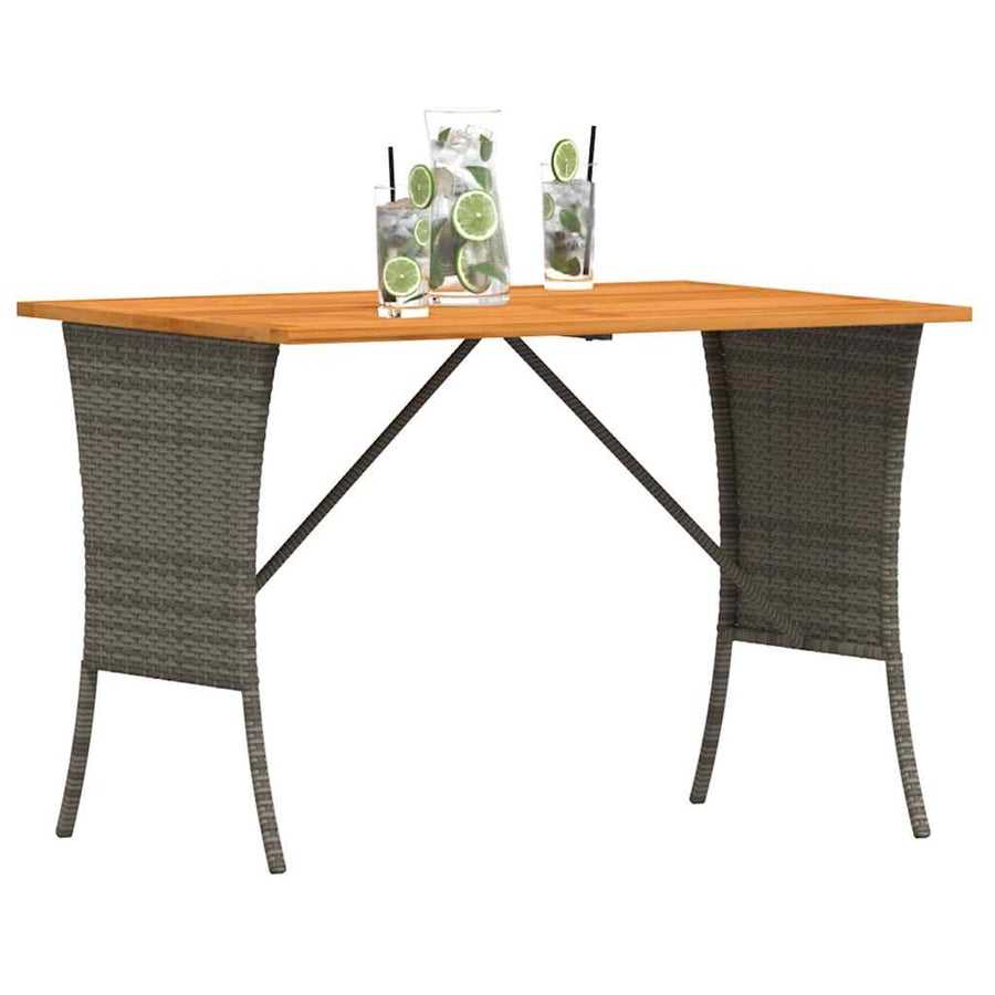 Tuintafel met acaciahouten blad 105x75x72 cm poly rattan grijs