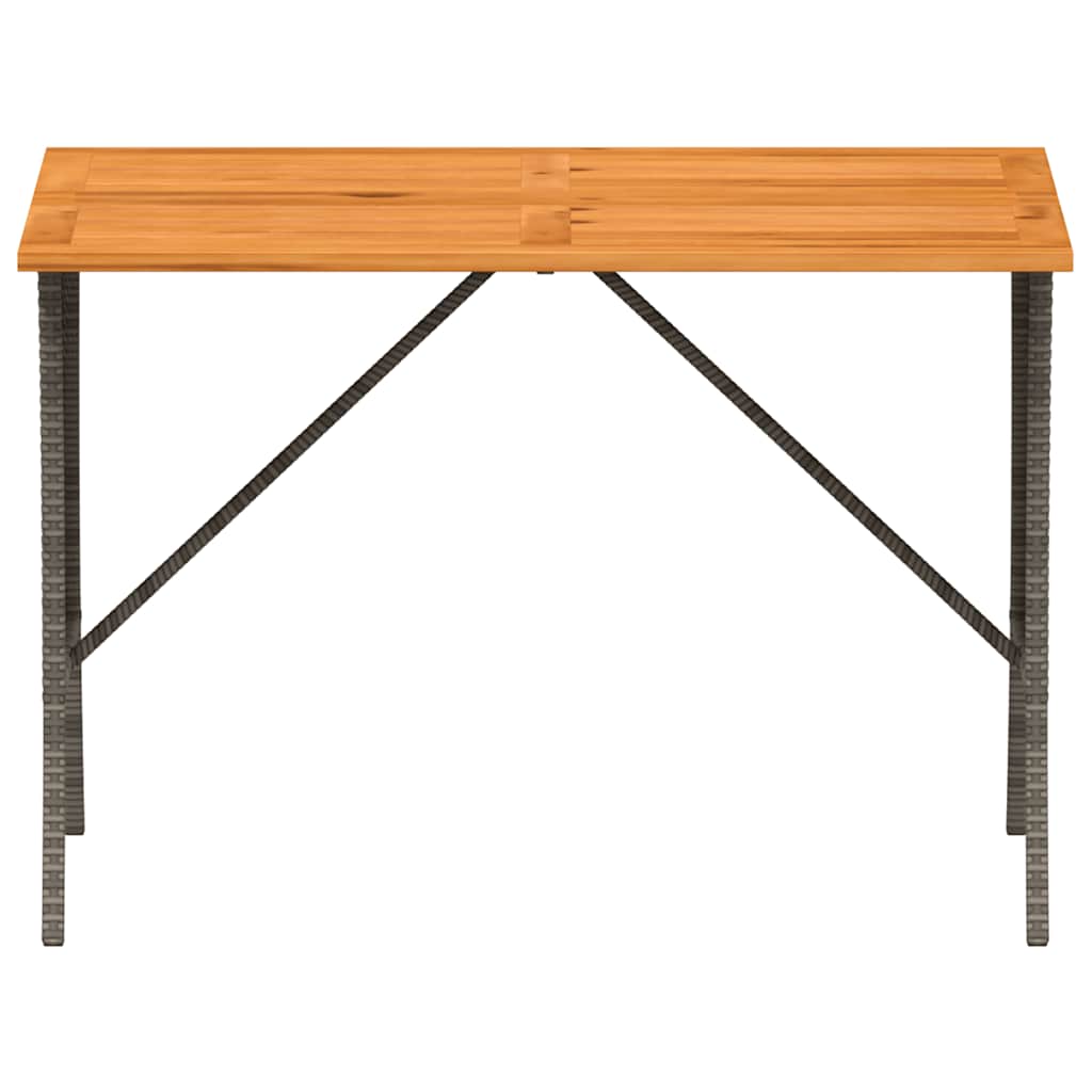 Tuintafel met acaciahouten blad 105x75x72 cm poly rattan grijs