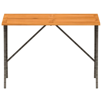 Tuintafel met acaciahouten blad 105x75x72 cm poly rattan grijs