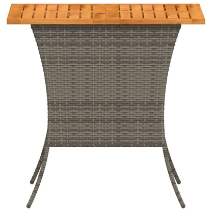 Tuintafel met acaciahouten blad 105x75x72 cm poly rattan grijs