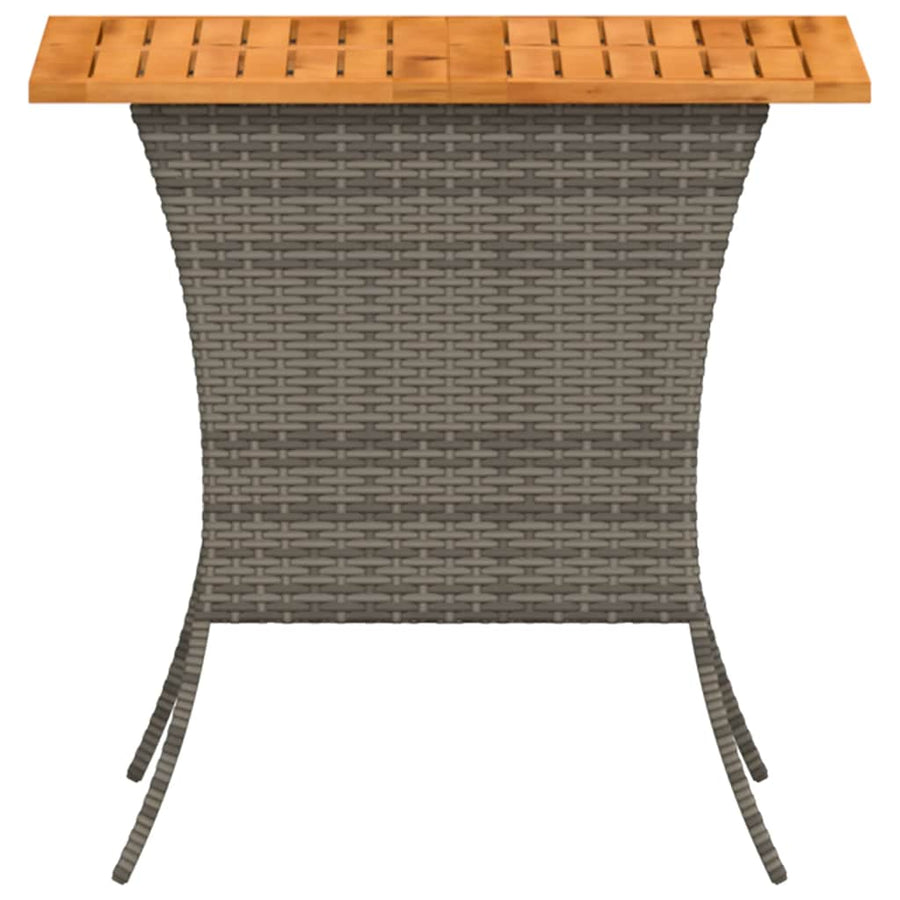 Tuintafel met acaciahouten blad 105x75x72 cm poly rattan grijs